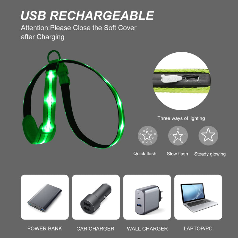 PZRLit LED Dog Harness Luminous for Dogs, Luminous Harness Dog Vest Rechargeable, Soft Padded, Adjustable and Reflective, Illuminated Dog Harness (Green, Large) Green Large - PawsPlanet Australia
