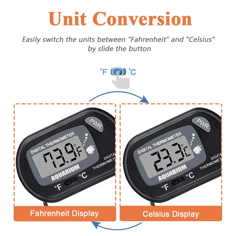 Mesee Aquarium Thermometer, LCD Digital Electronic Thermometer with Suction Cup Water Thermograph for Fish Tank Terrarium Marine Reptile Habitat Measuring Temperature - PawsPlanet Australia