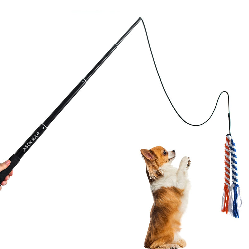 ASOCEA Dog Extendable Teaser Wand Pet Flirt Stick Pole Puppy Chasing Tail Interactive Toy for Small Medium Large Dogs Training Playing Exercise - PawsPlanet Australia