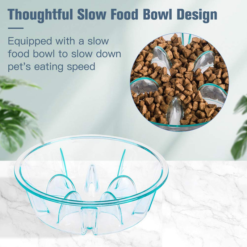 BINGPET Slow Feeder Water and Food Bowl for Cat Dog, Detachable Double Bowls Automatic Water Dispenser, Cat Bowls for Puppies and Cats - PawsPlanet Australia