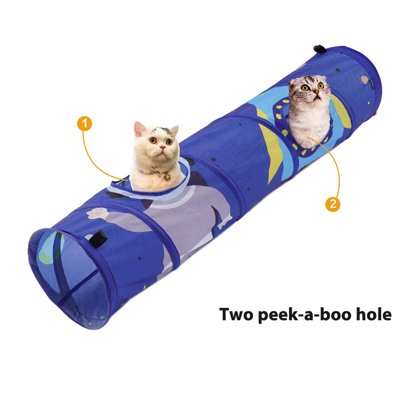 [Australia] - PEOPLE&PETS Collapsible Cat Tunnel, Toys Interactive Pet Play Tubes for Cats and Small Animals, with Peep Holes and Ball Toy Astronauts 