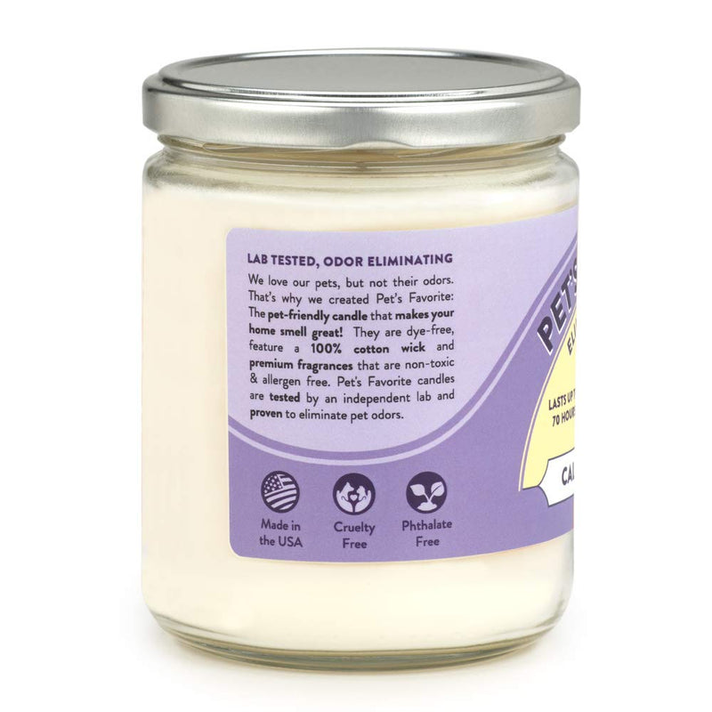 [Australia] - Pet's Favorite - Tested & Proven - Odor Eliminating Candle in 4 Great Fragrances, Pet-Friendly Scented Candle – 70-Hour Burn Time, Cotton Wick - Calming Lavender Pack of 1 