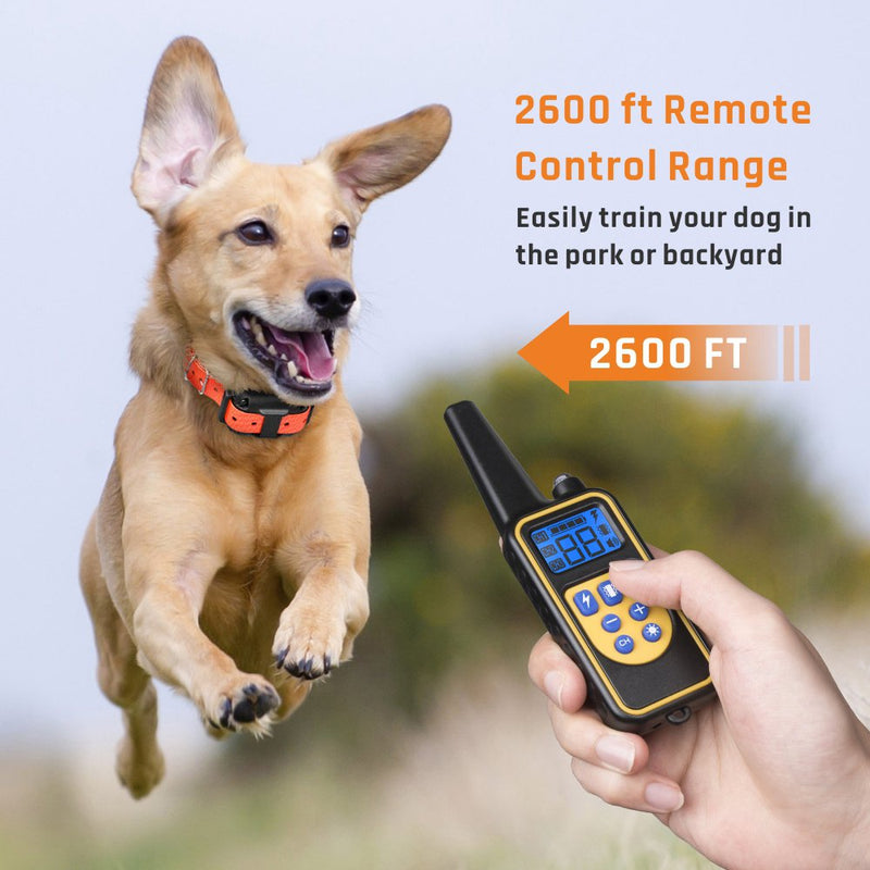 [Australia] - iSPECLE Dog Training Collar, Waterproof Rechargeable 2600ft Remote Dog Shock Collar with LED Light, Beep, Vibration, Shock for Medium/Large Breed 2 Electronic Collars, Neck Lanyard 