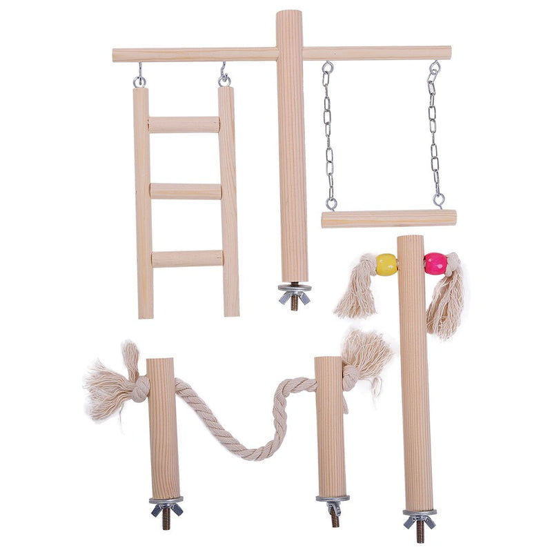 [Australia] - QBLEEV Parakeet Perches Outside Cage, Bird Swing Conure Toys Table Cage Top Play Stand Parrot Climbing Ladder Rope Perches Stands Chewing Wood Play Gyms Playground for Cockatiel Lovebirds Finches 