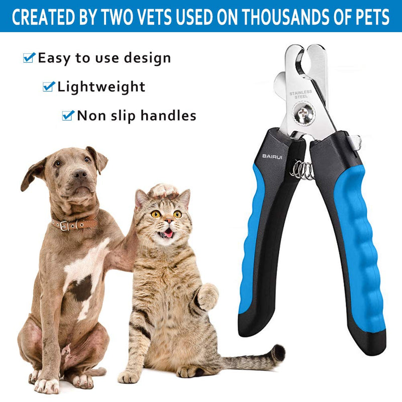 BAIRUI Dog Nail Clippers and Heavy Duty Nail Clippers for Large Dogs, Professional Nail Trimmer for Dogs/Cats to Avoid Overcutting Nails, Includes Nail File (Blue) Blue - PawsPlanet Australia