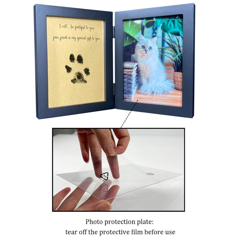 [Australia] - Haode Pet Pawprints Picture Frame Measures 12.06"x7.88"x1.56" Dog or Cats Memorial Picture Frame Perfect Keepsake for Pet Lovers Black 