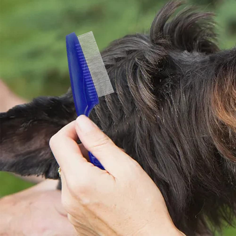 Flea Comb for Cats and Dogs, Pack of 3 Flea Tear Stain Remover Comb, Stainless Steel Pet Dog Cat Grooming Comb for Effective Against Fleas & Lice Professional Flea Comb Blue - PawsPlanet Australia