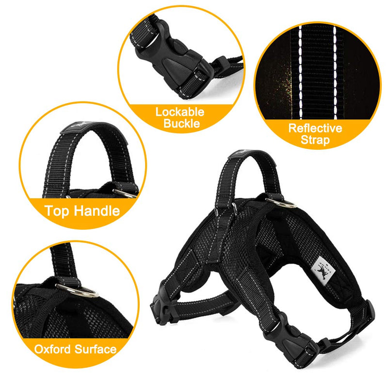 Trongle Dog Vest Non pulling Harness with Handle Easy Control Comfortable Breathable Air Mesh Adjustable Chest Strap for Medium Size Dogs with Nylon Leash M Black - PawsPlanet Australia