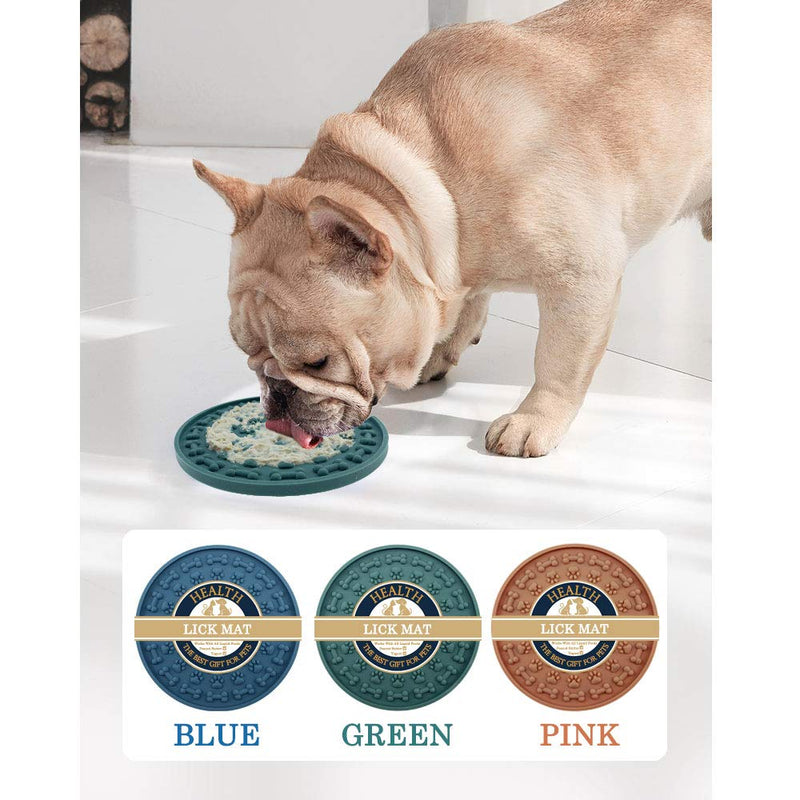 Lick Mat for Slow Feeder Dog Licking Mat Food Pet Slow Eating Peanut Butter Anti Non Slip Strong Suction Fun Alternative Dog Puzzle Toys Calming Mat Anxiety Relief for Dogs & Cats 2Pcs 1.BLUE+GREEN - PawsPlanet Australia