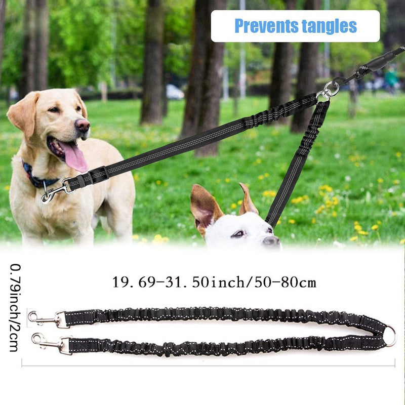 JVHLOV dog leash for 2 dogs, double leash, adjustable 360° rotating dog leash, double dog double leash, walking trainer leash for two dogs, for small, medium and large dogs, black - PawsPlanet Australia