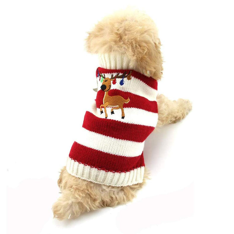 [Australia] - Cuteboom Dog Winter Reindeer Sweater Cat Sweater Pet Christmas Elk Bells Sweaters Halloween Reindeer for Small Dog and Cat S Red 