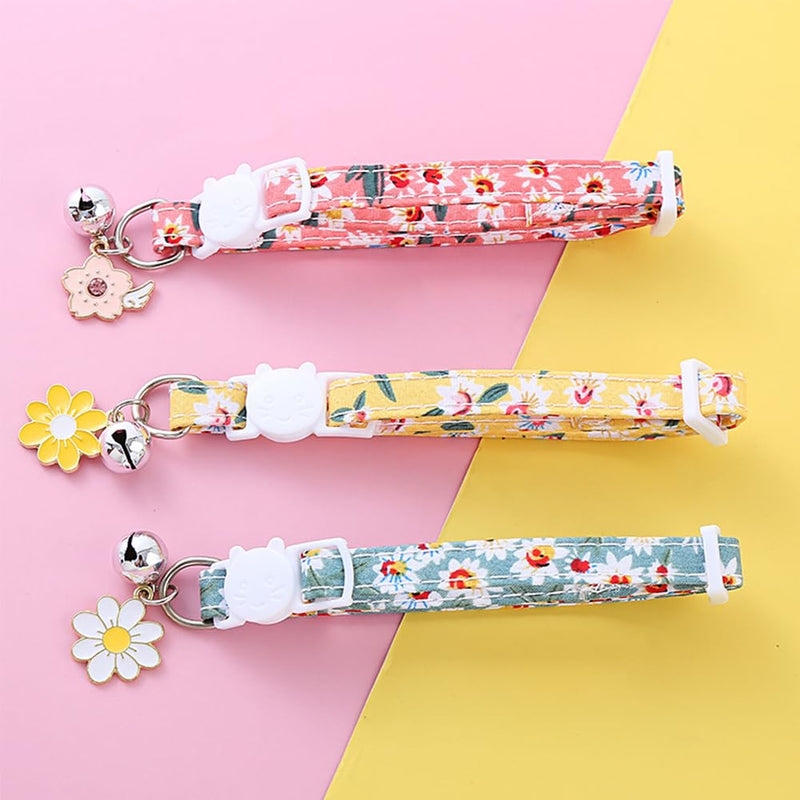 DELITLS 3pcs Reflective Cat Collars with Bell Cotton Breakaway Practical Soft Adjustable Safety Quick Release Cat Collar(Size:3pcs) - PawsPlanet Australia