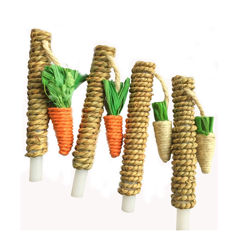 [Australia] - Hamiledyi Pet Bunny Fun Tree Rabbit Chew Toy Rattan Grass Scratcher Climbing Tree Play Carrot Toy for Small Animal 