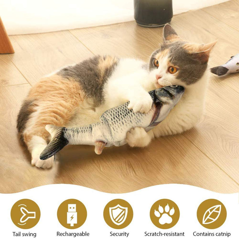 ZFZZC Electric Cat Toy Fish, Interactive Cat Toy for Cats with Catnip, Realistic Movable Fish Cat Toy, Funny Pet Toy for Cat Chew and Kick - PawsPlanet Australia