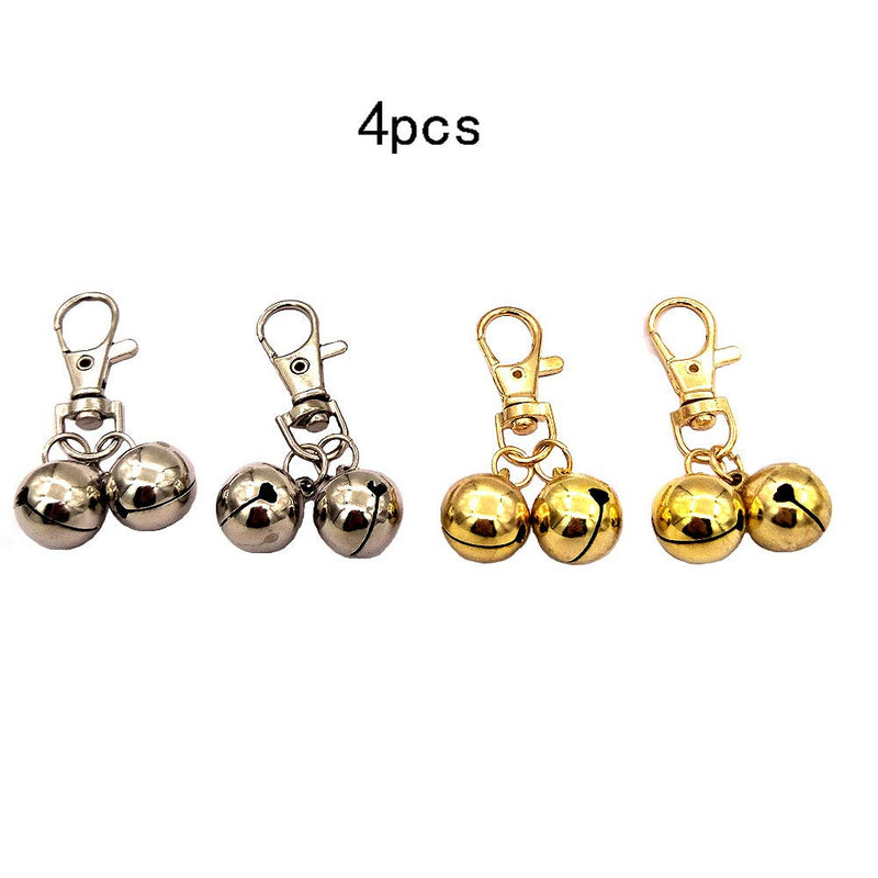 [Australia] - Sport Art DIY pet Bells 304 Stainless Steel Dog Bells 2pcs Bell Training Charm Pendants Jewelry for Pet Dog Cat Necklace Collar（4sets） silvery and Golden 