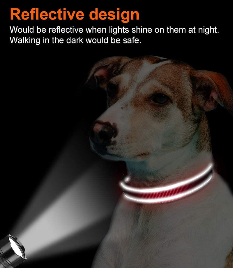 Joytale Reflective Dog Collar,Padded Breathable Soft Neoprene Nylon Pet Collar Adjustable for Medium Dogs,M,Red M (35-50cm) Red - PawsPlanet Australia