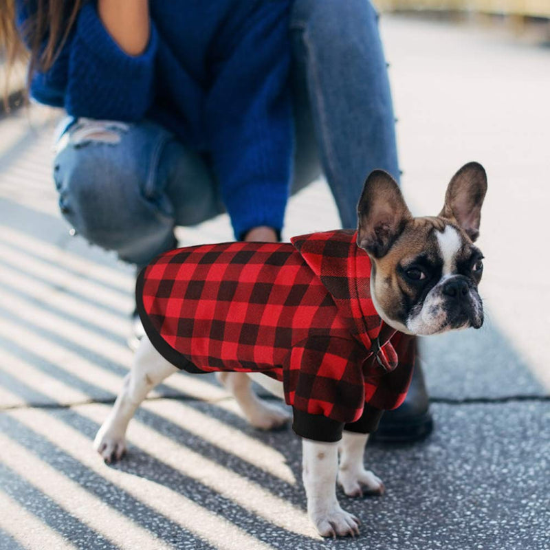 Blaoicni Plaid Dog Hoodie Sweatshirt Sweater for Medium Dogs Cat Puppy Clothes Coat Warm and Soft Small - PawsPlanet Australia