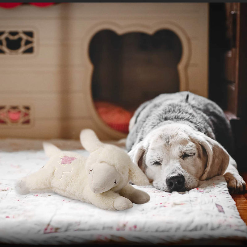 ALL FOR PAWS AFP Snuggle Sheep Pet Behavioral Aid Toy Plush Toy (TWO HEARTBEAT, White) - PawsPlanet Australia