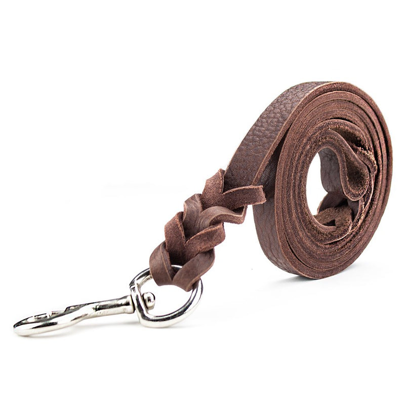 [Australia] - Weebo Pets 6-Foot Braided Soft Latigo Leather Dog Leash for Walking & Training 