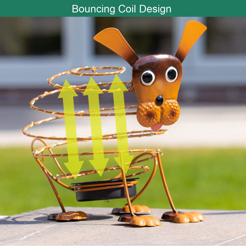 GardenKraft 14940 Solar Powered Light Up Dog Garden Feature / 62 Micro LED’s / 4D Moving Effect / Unique Metal Garden Ornament / Auto-On Feature / Weatherproof Material / Brown Colour Solar Wire Dog - PawsPlanet Australia