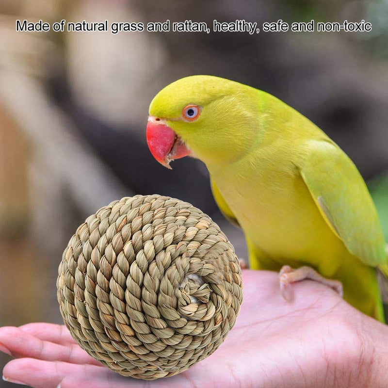 Fdit Small Pet Chewing Toy Natural Grass Rattan Balls Teeth Cleaning Grinding Toys for Rabbit Parrot Guinea Hamster Rat Small Rodents 10cm - PawsPlanet Australia