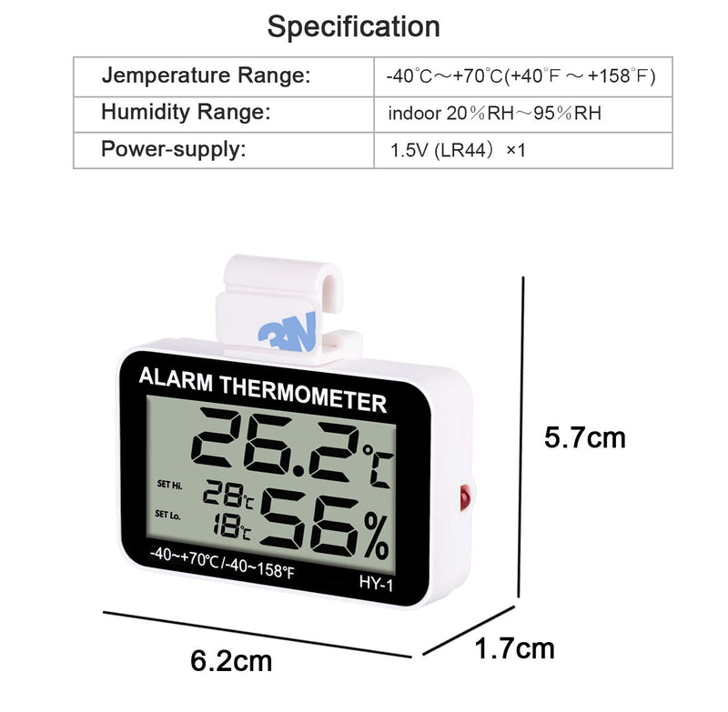 LXSZRPH Reptile Thermometer Hygrometer with High Low Temperature Alarm Digital Temperature Humidity Meter Gauge with Hook for Reptile Tanks, Terrariums, Vivariums, Black 1Pack - PawsPlanet Australia