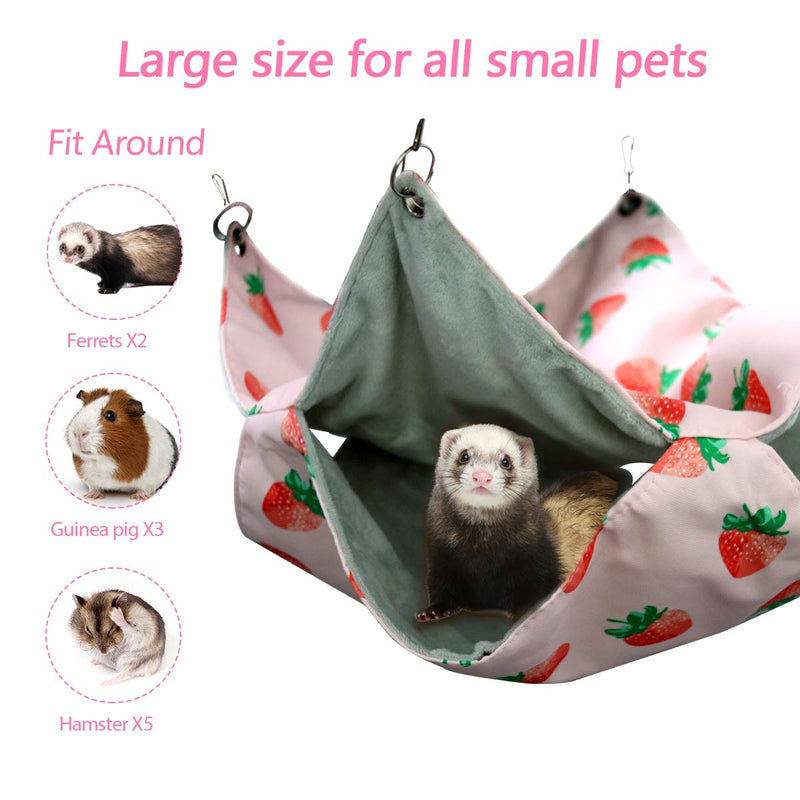 Barley Ears Pet Small Animal Hanging Hammock, Bunkbed Hammock Toy for Ferret Hamster Parrot Rat Guinea-Pig Mice Chinchilla Flying Squirrel Sleep Nap Sack Cage Swinging Bed Hideout Hammock-Kitty&Strawberry-2pack - PawsPlanet Australia