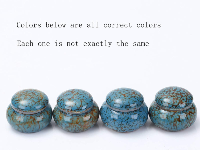 Youdear Memorials Small Urn for Human Ashes - 1.6'' Handicrafted Urn - Beautiful Tiny Keepsake Urns - Mini Urn Made of Ceramic - Hold 1.2 Cubic Inches of Ashes (Blue) Blue - PawsPlanet Australia