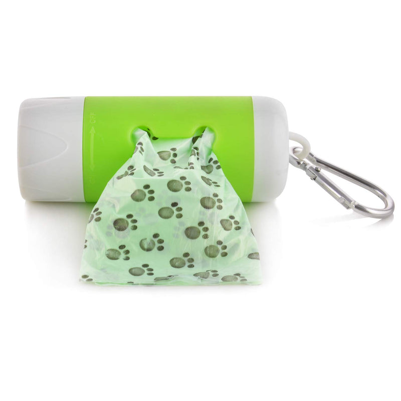 [Australia] - Guardians LED Flashlight Dog Waste Bag Dispenser Holder with Pet Waste Bag Poop Roll Bags (2 Packs) Pink+Green 