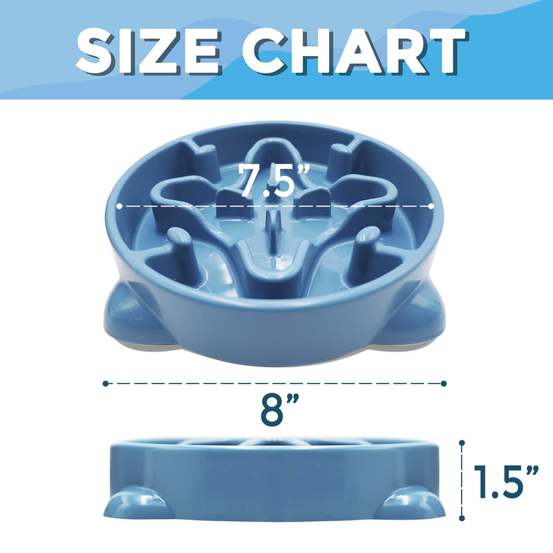 Vannon Slow Feeder Dog Bowls Anti-Choking Non Toxic Feeding Dish Non Slip Durable Dog Puzzle Bowl Bloat Stop Dog Food Bowl for Medium Large Dogs Gtar - Blue - PawsPlanet Australia