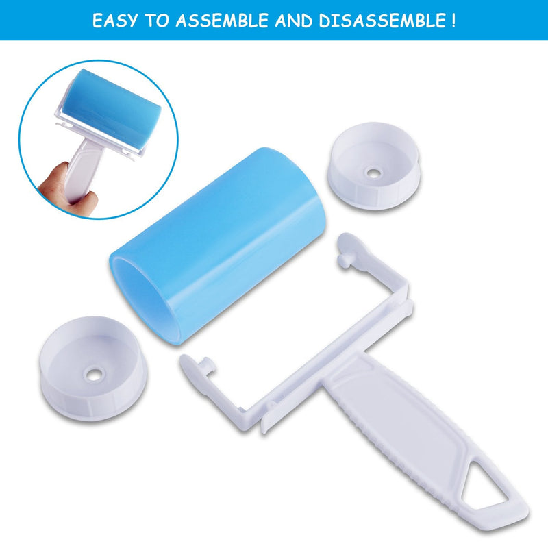 WOWGO (2 Pack) Lint Roller Reusable Pet Hair Remover, Washable Pet Hair Roller with Handle and Cover and Travel Size Roller Blue - PawsPlanet Australia