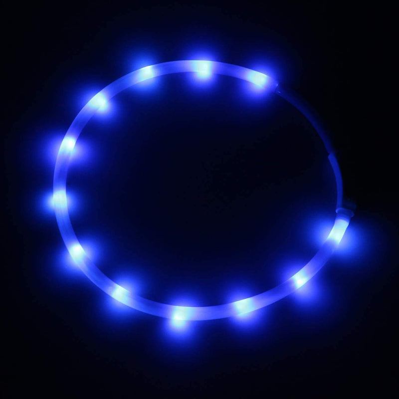 Dricar Light Up Dog Collar, USB Rechargeable LED Flashing Dog Collar with 3 Glowing Light Modes, Pet Visibility & Safety Collar Adjustable Size Fit for Small Medium Large Dogs Cats (Blue) Blue - PawsPlanet Australia