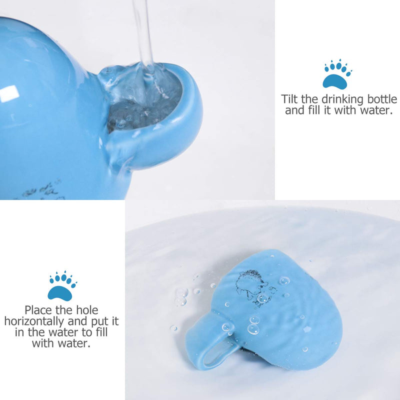 [Australia] - POPETPOP Small Animal Water Bottle Automatic Ceramic Drinking Bottle Silent Little Pet Water Feeder for Bird/Hedgehog/Hamster/Small Animal (Blue) 