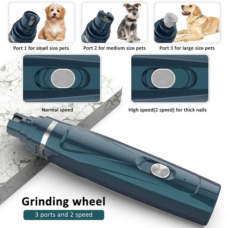 AUSHEN Dog Nail Grinder, 2 in 1 Pet Nail Grinder 2-Speed Dog Nail Trimmer Low Noise USB Rechargeable Paws Grooming&Trimming for Large Breed Small Medium Dogs Cats(with Dog Grooming Clipper Head) - PawsPlanet Australia