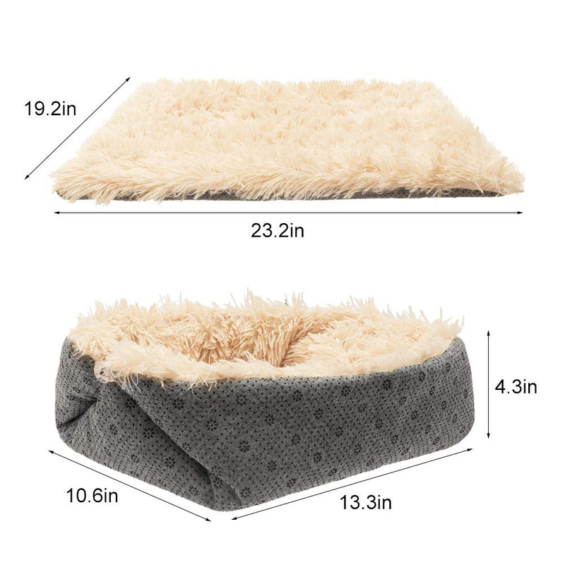 PUPTECK Furry Self Warming Cat Bed Mat - Foldable Convertible Thermal Cat Sleeping Bag Pad, Comfy Pet Heated Nest Mat Anti-Slip for Cat & Puppy - PawsPlanet Australia