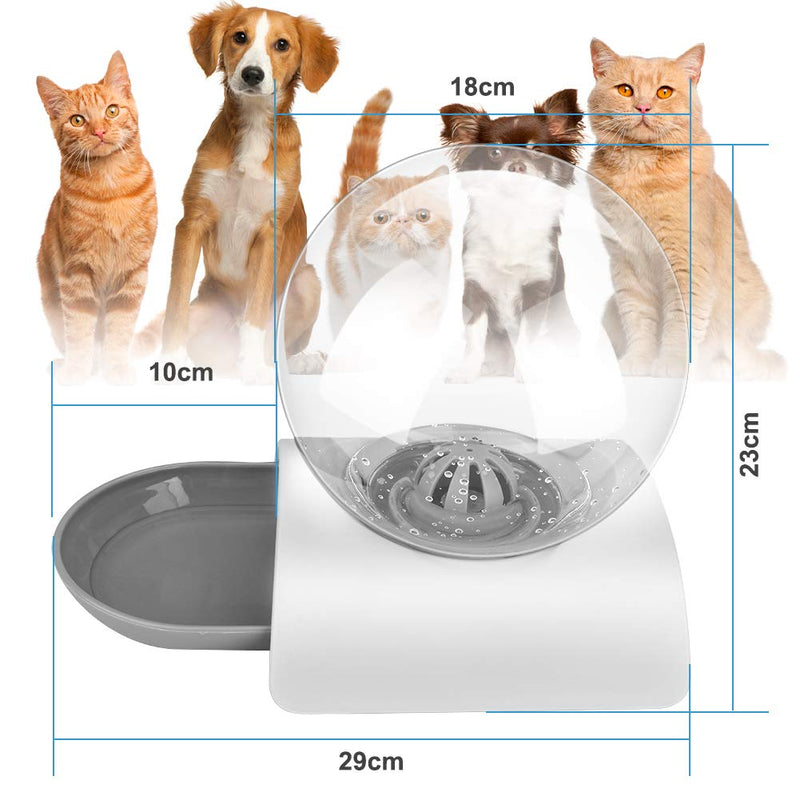 Laelr Cat Water Dispenser, Automatic Pet Dog Water Drinking Bowl Water Feeder Dispenser Station Water Supplies Large Capacity Fountain Stand for Small Medium Dog Cat Animals 2.8 L, Grey - PawsPlanet Australia