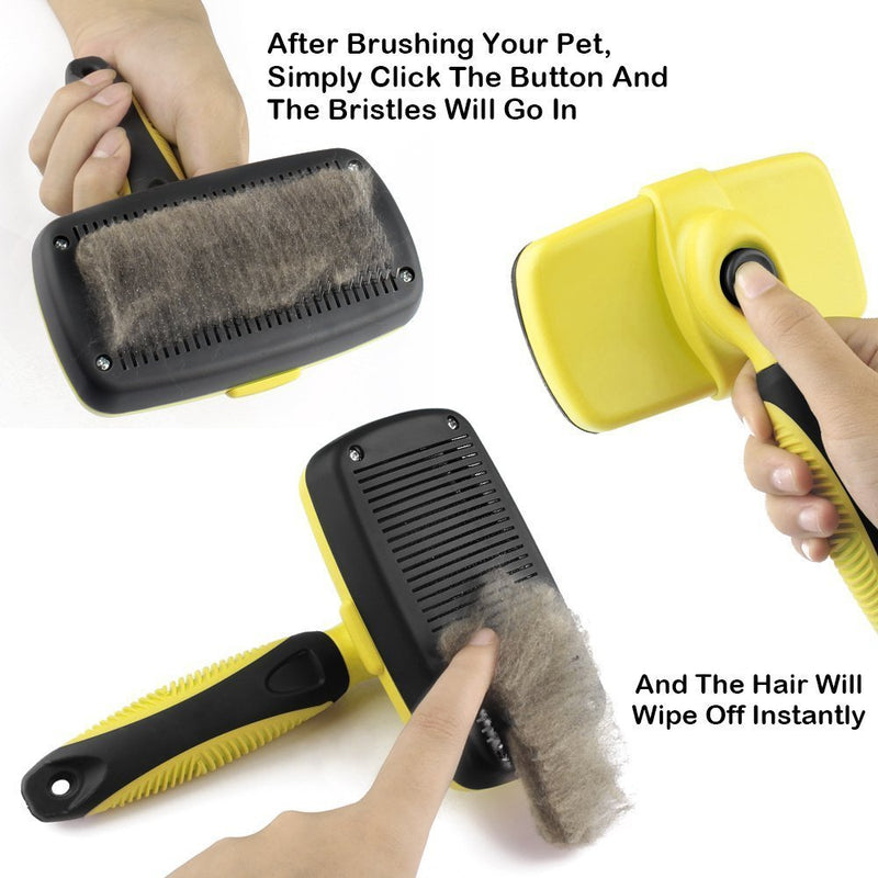 [Australia] - PET TRAINING Grooming Brush Dog Self Cleaning Slicker Brush,Dog Brush for Grooming,Removes Tangled Knots,Mats,Undercoat and Loose Hair with Minimal Effort,Easy to Clean,Fits Small,Large Dog 