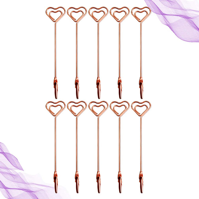 SUPVOX 10pcs Place Card Holders Double End Wire Card Holder Metal Wire Alligator Clamp Photo Clip for Christmas Decoration Rose Gold Heart - PawsPlanet Australia