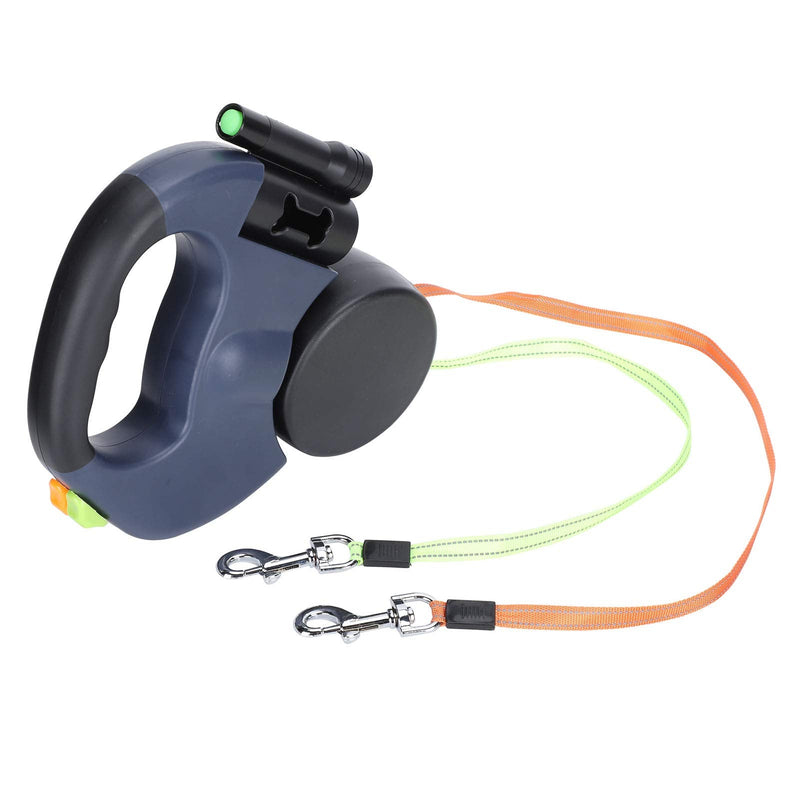 Jiawu Double Retractable Dog Lead, Heavy Duty, 3M Flexible Retractable Dog Lead Double Lead for Two Dogs with LED Light and Bin Box for Small and Medium Dogs, No Tangle - PawsPlanet Australia