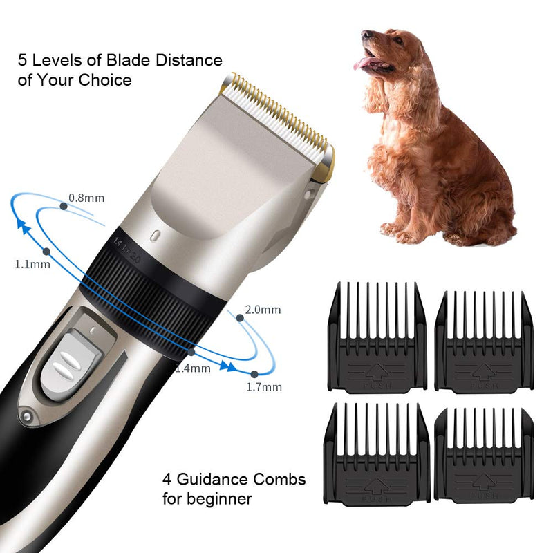 IVN Dog Clippers for Grooming Rechargeable Pet Clippers Low Noise Cat Clippers Electric with Comb Guides Scissors Nail Kits for Dogs and Cats & Other - PawsPlanet Australia