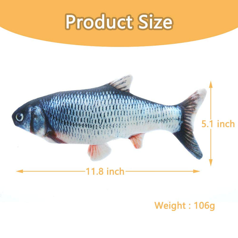 [Australia] - Eutreec Realistic Plush Simulation Electric Doll Fish, Funny Flopping Fish Cat Kicker Interactive Catnip Toys Pets Chew Bite Chew Supplies for Cat/Kitty/Kitten Fish Flop Cat Toys Rechargeable A 
