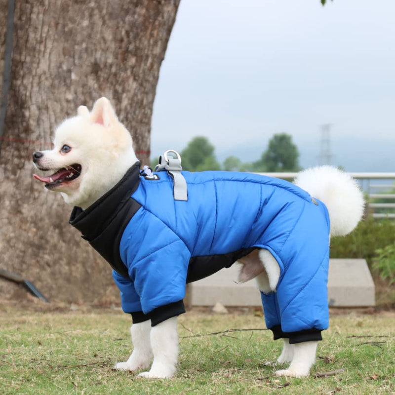 FEimaX Dog Coat Waterproof Winter Warm Pet Jacket for Small Medium Large Dogs Outdoor Clothes Outfit for Cold Weather Soft Reflective Puppy Vest with D-Rings Blue S - PawsPlanet Australia