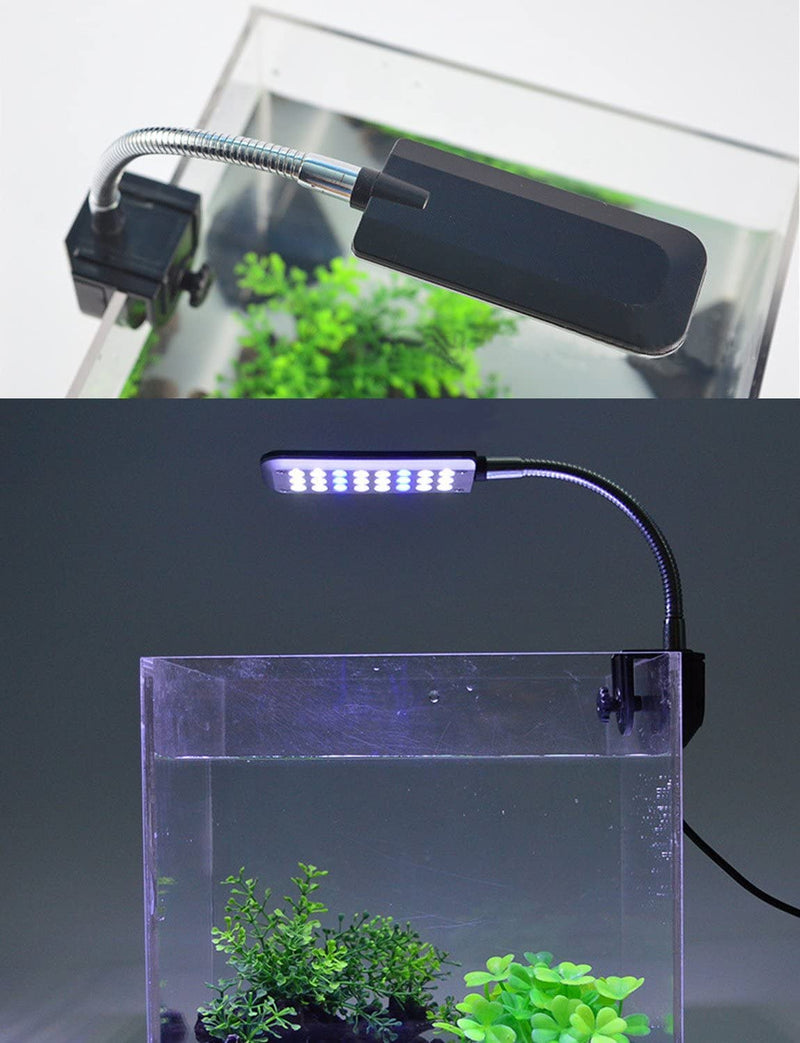 MingDak LED Aquarium Light, Fish Tank Light, 24 LEDs, Clip on Fish Tank Lighting Color with White & Blue small 24 led - PawsPlanet Australia