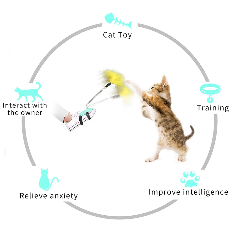 WishLotus Interactive Cat Toy, Feet Control Cat Spring Toy to Kill Time and Keep Fit Cat Feather Toy for Indoor Play and Exercise for Kitty blue - PawsPlanet Australia