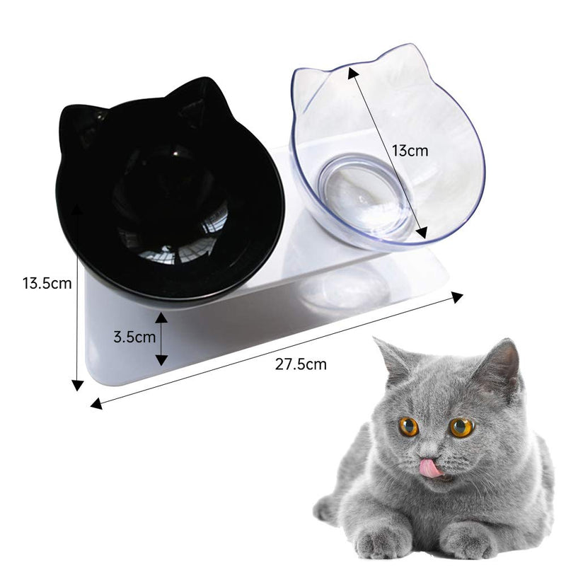 Cat Food Bowl for Cats, Anti Vomiting Cat Bowl 15° Tilted Raised Cat Food Bowls Cat bowls with stand Plastic Transparent Cat Feeding Bowl - PawsPlanet Australia