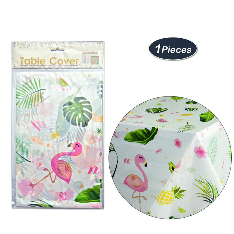 WERNNSAI Flamingo Tablecloth - 108''x 54'' Tropical Luau Party Disposable Plastic Table Cover Pineapple Party Supplies for Kid Girl Picnic Birthday Party Decoration - PawsPlanet Australia