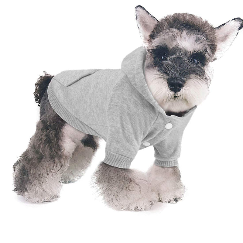 Gootailor Pet Clothes for Small Dogs Cute Puppy Hoodies Blank Doggie Sweater Warm Sweatshirt Grey Small - PawsPlanet Australia