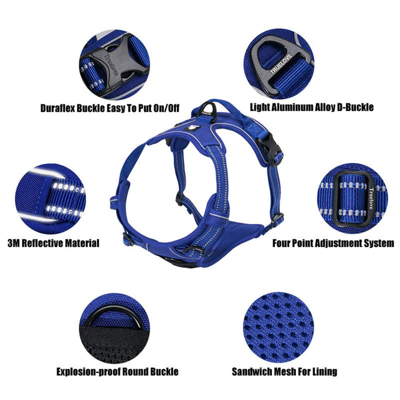 Kismaple Dog Harness No Pull Small Medium Large Dog Vest Harness with Handle Adjustable Reflective Pet Dogs No Choking Breathable Mesh Harness Training Walking Outdoor (L, Blue) L - PawsPlanet Australia