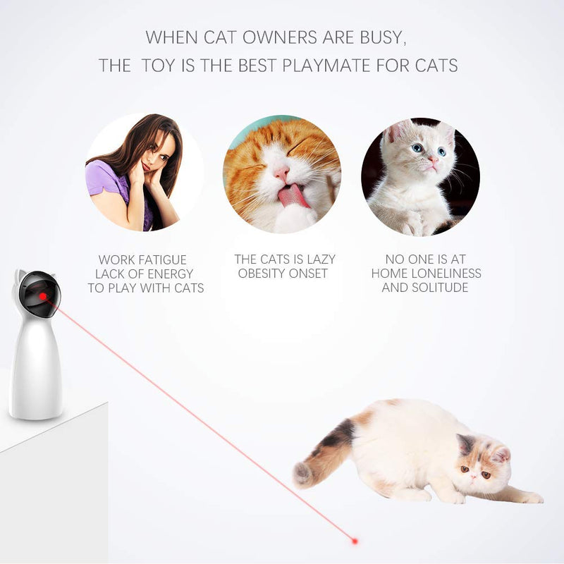 [Australia] - IIKOOPEEK Cat Laser Toys Automatic Interactive Pet Laser Point Toy for Cats Kitten Dogs Range and Height Adjustable USB/Battery Charging Operated Silent 5 Random Pattern Adjustable 