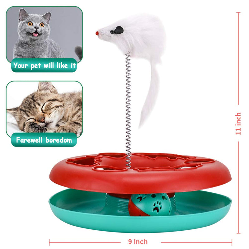 Cat Toys, Cat Toys for Indoor Cats,Interactive Kitten Toys Roller Tracks with Catnip Spring Pet Toy with Exercise Balls Teaser Mouse Christmas red - PawsPlanet Australia